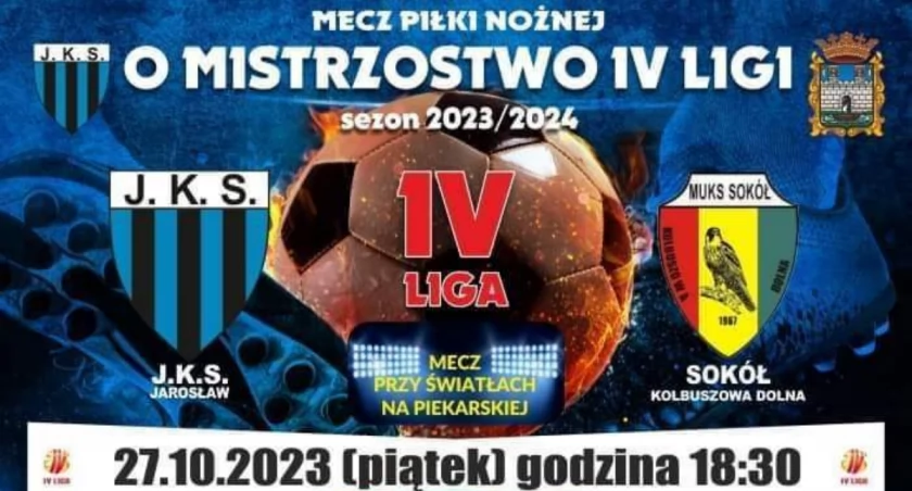 Mecz piłki nożnej o mistrzostwo IV ligi: J.K.S Jarosław vs. Sokół Kolbuszowa Dolna na stadionie przy ul. Piekarskiej w Jarosławiu