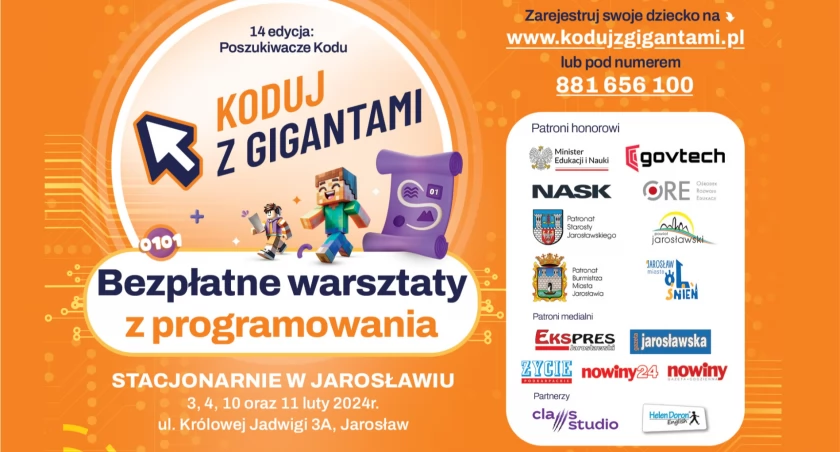 Koduj z Gigantami po raz czternasty! Zapisy na największe bezpłatne warsztaty  z programowania w Jarosławiu wystartowały