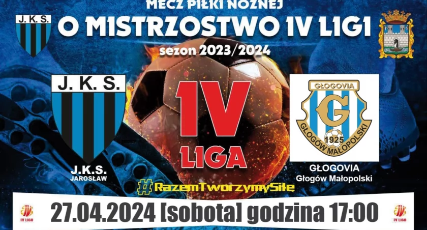 Mecz piłki nożnej o mistrzostwo IV ligi 2023/2024 JKS Jarosław - GŁOGOVIA Głogów Małopolski