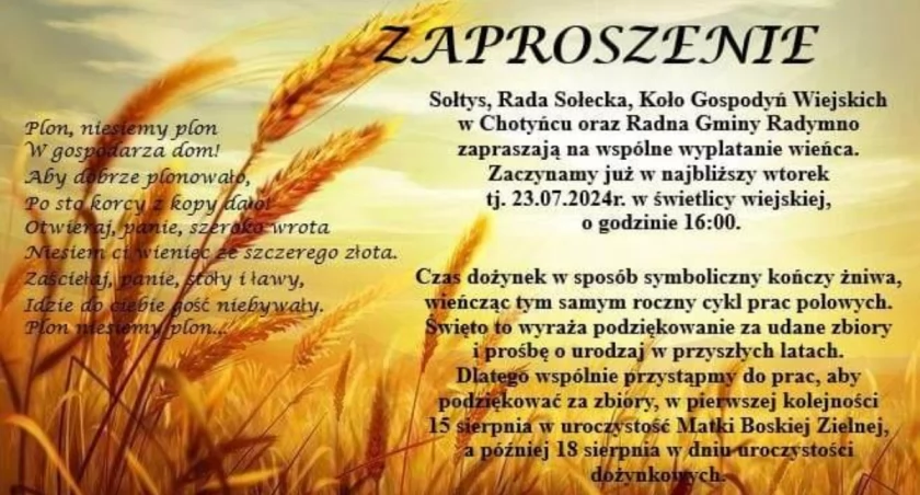 Wspólne wyplatanie wieńca dożynkowego w Chotyńcu w gminie Radymno