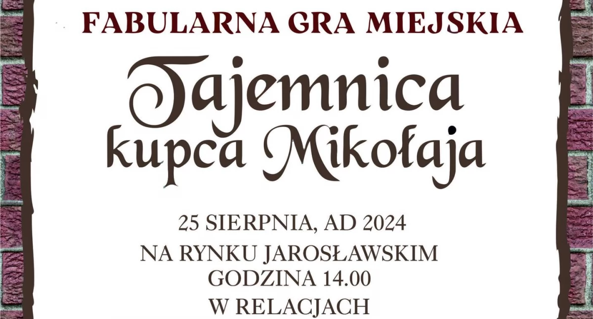 Tajemnica Kupca Mikołaja - Fabularna Gra Miejska w Jarosławiu
