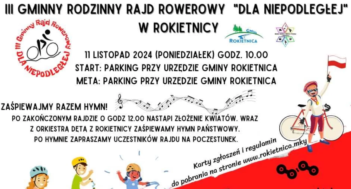 III Gminny Rodzinny Rajd Rowerowy DLA NIEPODLEGŁEJ w Rokietnicy