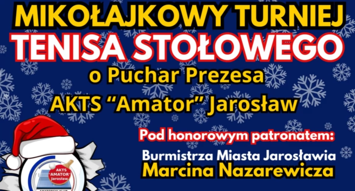 Ruszyły zapisy na Mikołajkowy Turniej Tenisa Stołowego o Puchar Prezesa AKTS AmatorJarosław