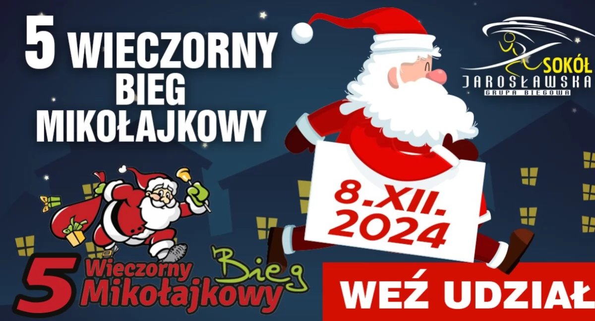 5. Wieczorny Bieg Mikołajkowy w Parku Miejskim im. Bohaterów Monte Cassino w Jarosławiu
