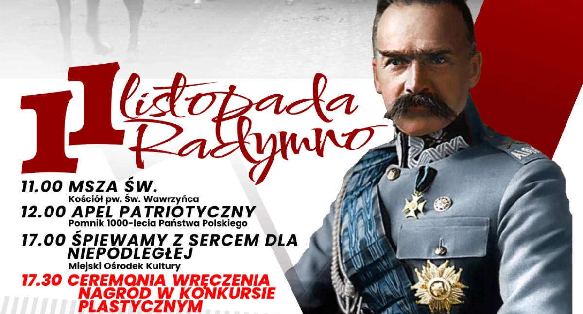 Święto Niepodległości w Radymnie: Msza św. Apel Patriotyczny, ceremonia wręczenia nagród w konkursie plastycznym