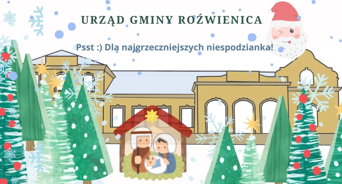 Wspólne rozświetlenie choinki oraz rozstrzygniecie Konkursu na Najpiękniejszą Kartkę Bożonarodzeniową w Roźwienicy