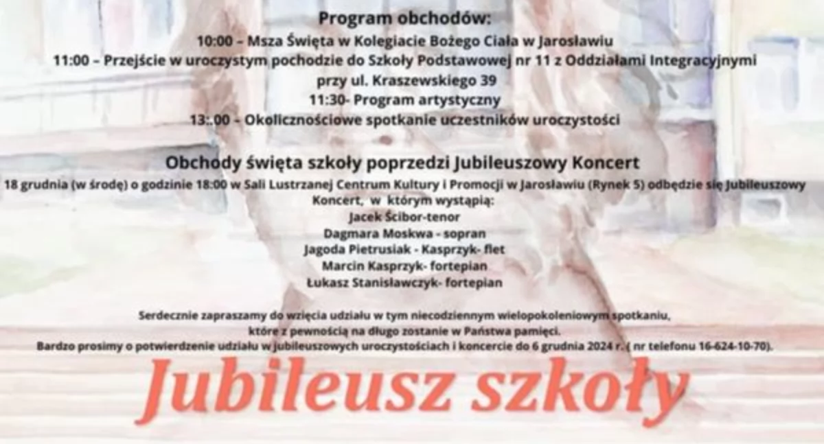 Jubileusz 130-lecia Szkoły Podstawowej nr 11 z Oddziałami Integracyjnymi im. Adama Mickiewicza w Jarosławiu