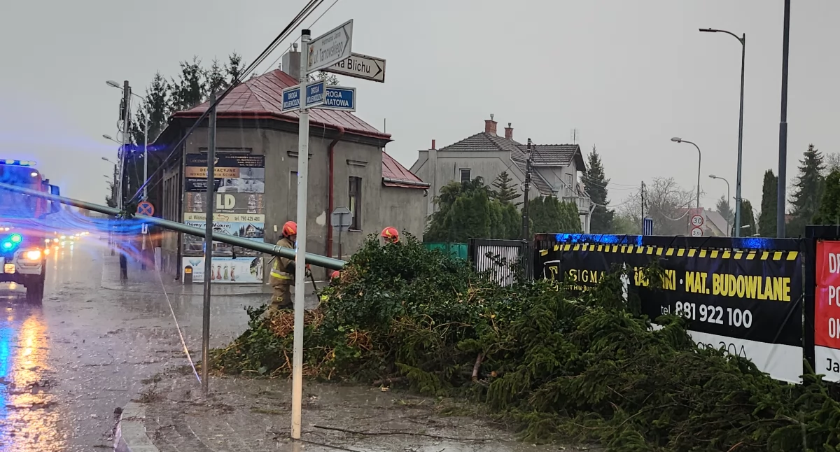 Skutki burzy, która przeszła nad Jarosławiem i okolicznymi miejscowościami. Zalany Pawłosiów, na drogi runęły drzewa 
