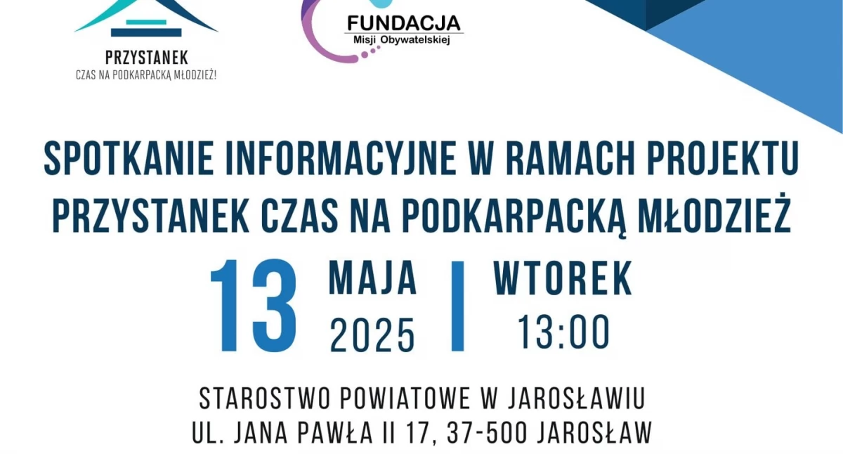 Spotkanie informacyjne w ramach projektu Przystanek Czas Na Podkarpacką Młodzież w Jarosławiu 