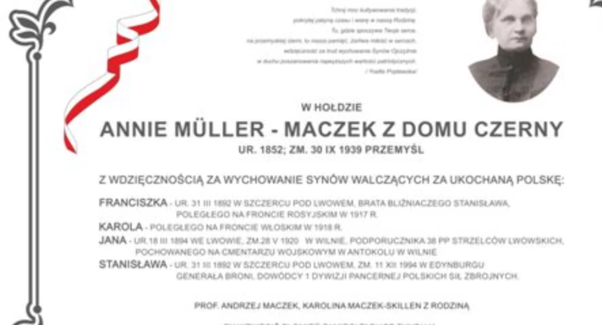 Odsłonięcie tablicy przy nagrobku Anny Maczek, matki generała Stanisława Maczka