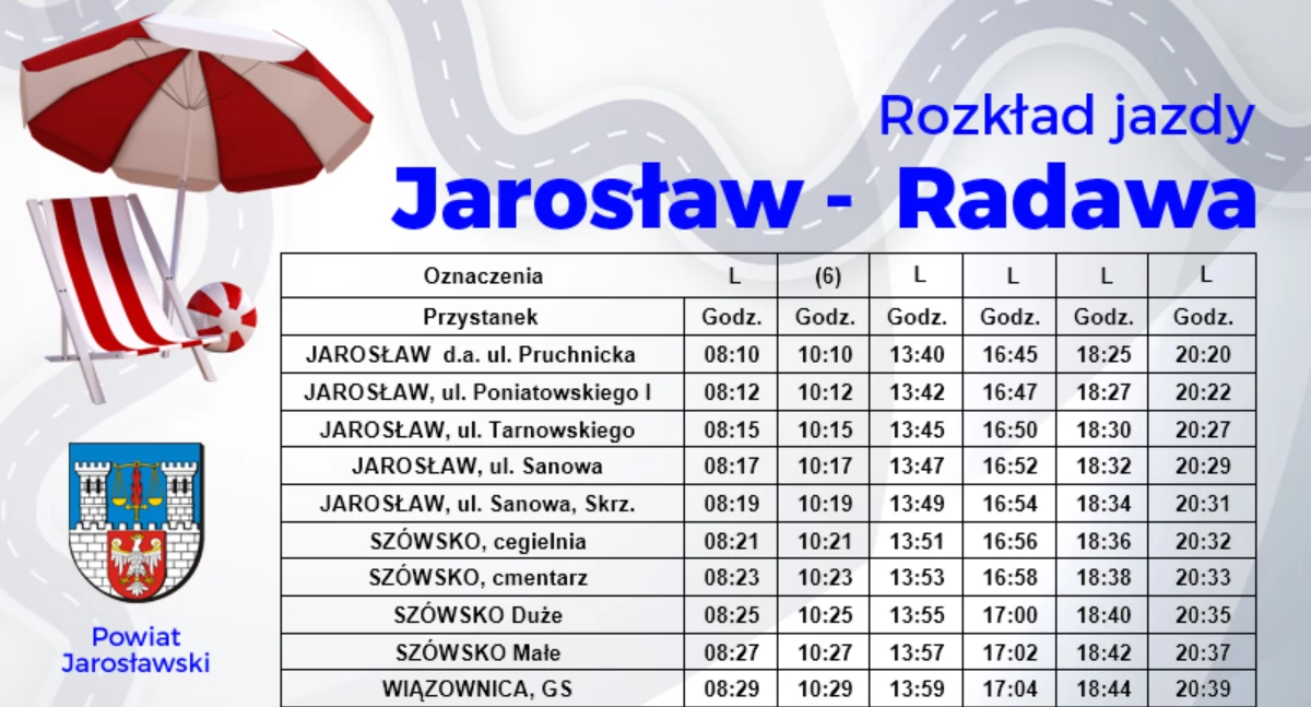 Od dzisiaj obowiązują wakacyjne kursy autobusu PKS-u z Jarosławia do Radawy