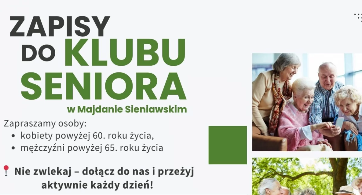 Zapisy do nowo powstającego Klubu Seniora w Majdanie Sieniawskim 
