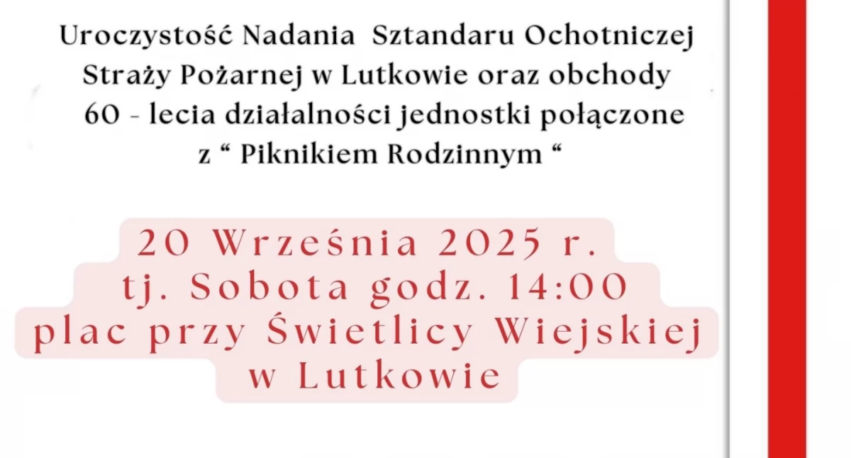Uroczystość nadania sztandaru Ochotniczej Straży Pożarnej w Lutkowie oraz obchody 60-lecia działalności jednostki