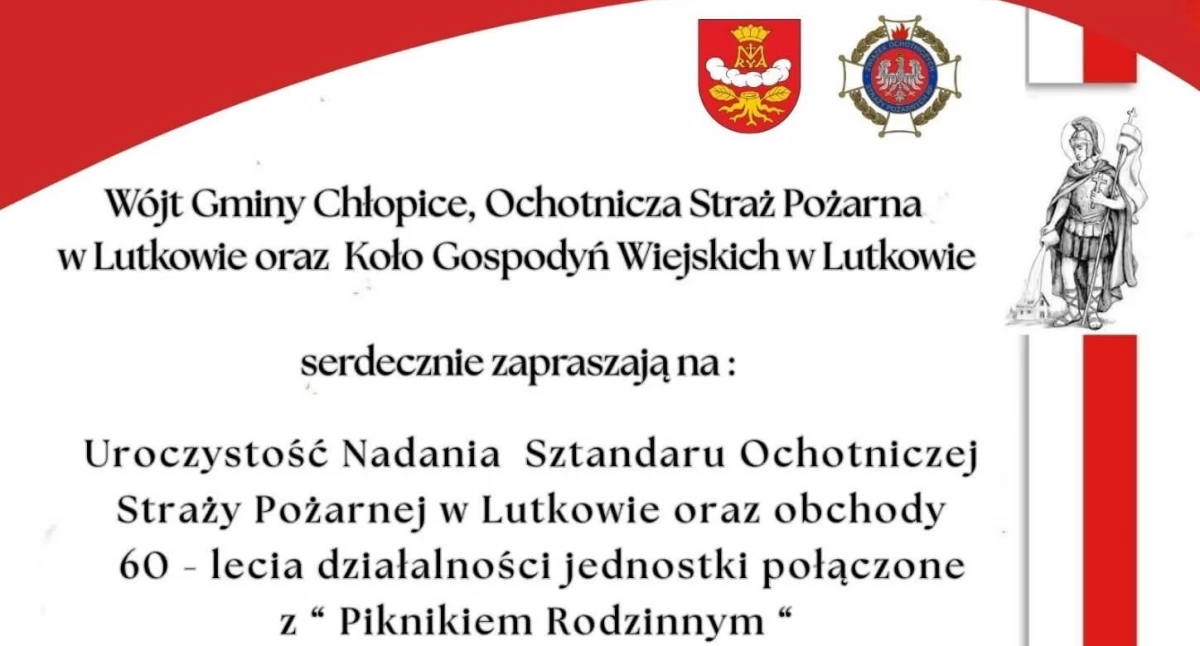 Uroczystość Nadania Sztandaru Ochotniczej Straży Pożarnej, 60-lecie jednostki w Lutkowie