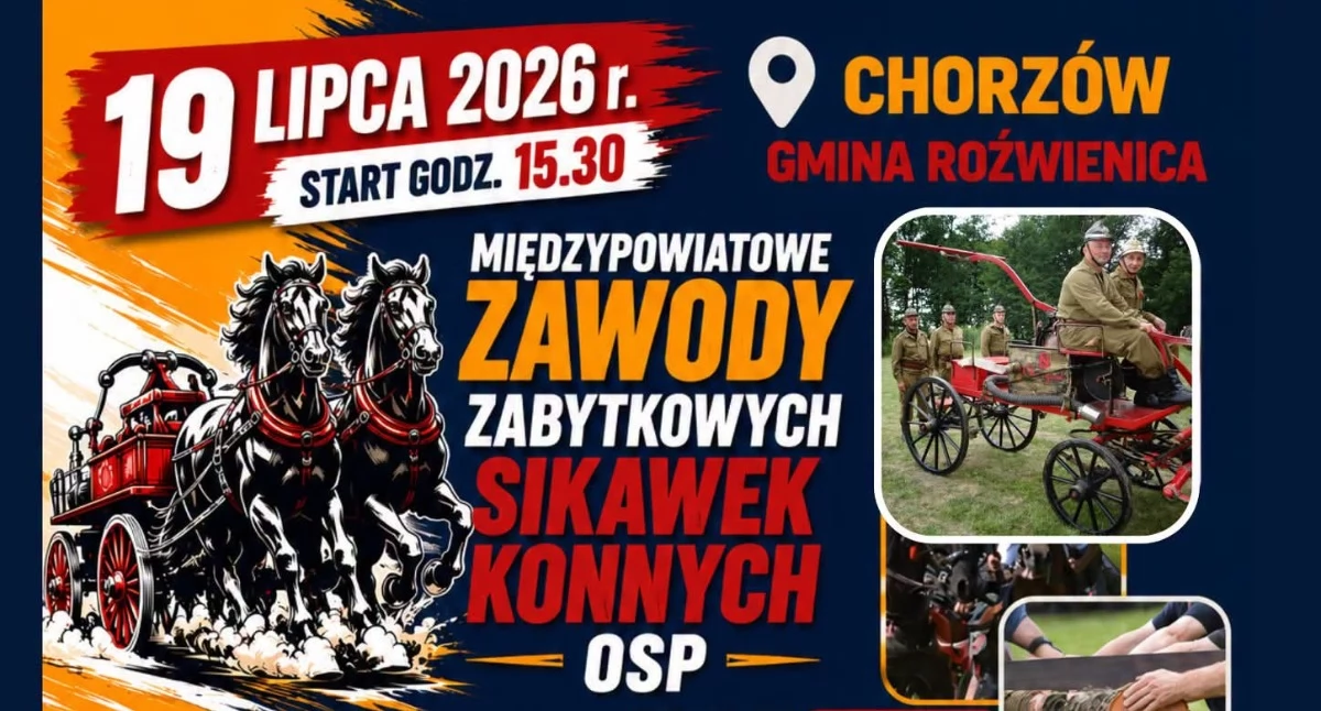 Międzypowiatowe Zawody Zabytkowych Sikawek Konnych OSP w Chorzowie 