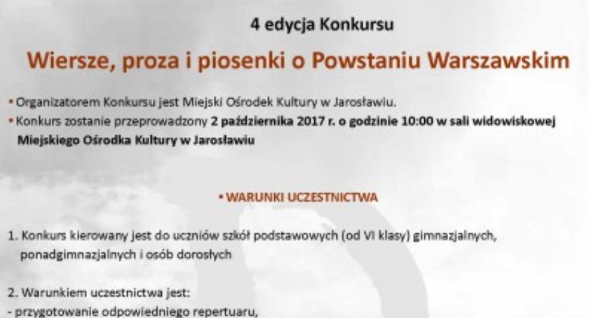 IV edycja konkursu wiersze, proza i piosenki o Powstaniu Warszawskim