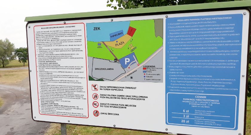 Opłaty na parkingu przy plaży miejskiej nad ZEK-iem w Radymnie