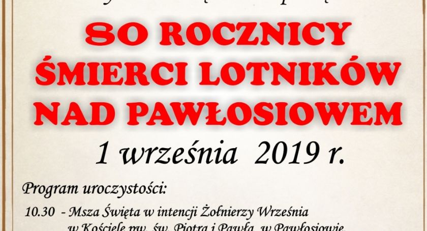 80. rocznica śmierci lotników nad Pawłosiowem