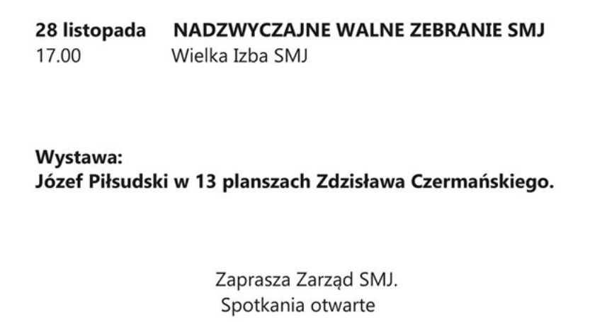 Nadzwyczajne Walne Zebranie SMJ
