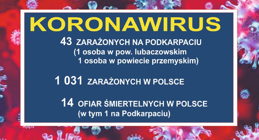14-sta ofiara śmiertelna w Polsce. Osoba zakażona w powiecie przemyskim, 4 nowe zakażenia na Podkarpaciu