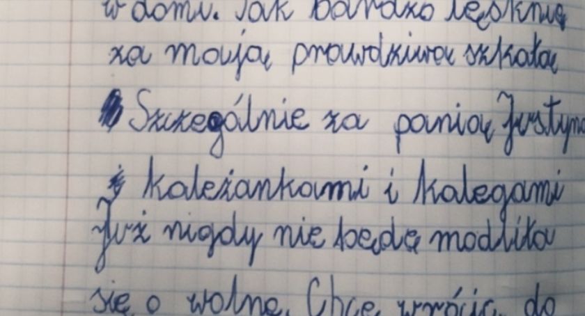 Wzruszające wypracowanie uczennicy SOSW im. Jana Pawła II w Jarosławiu 