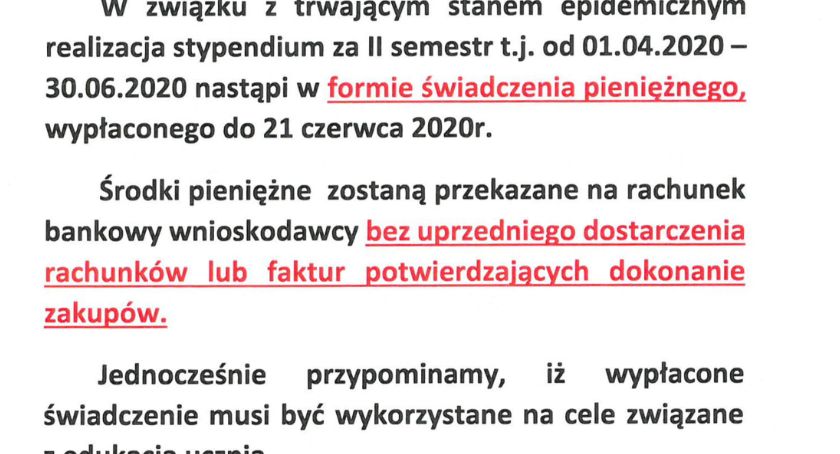 W gminie Rokietnica stypendia bez konieczności dostarczania faktur 