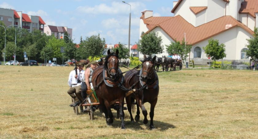 Grupa rekonstruktorów furmankami odwiedziła Łomżę [FOTO]
