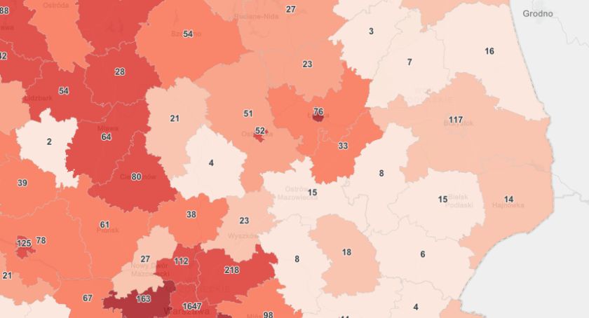 Łomża znów na bordowo. 76 zakażeń i 3 zgony w mieście