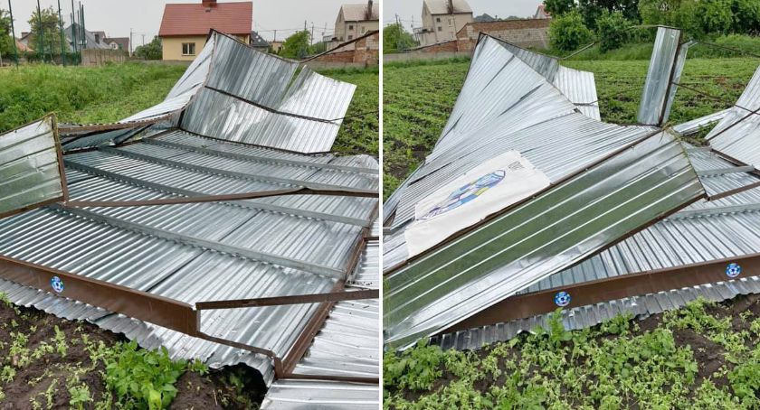 Wczorajsza wichura porwała blaszany garaż. Młodzi piłkarze proszą o wsparcie! [FOTO]