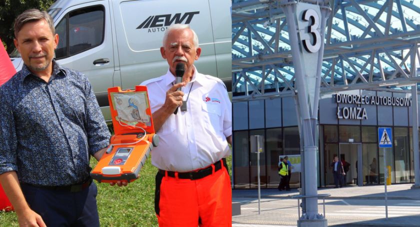 Defibrylator AED na miejskim dworcu