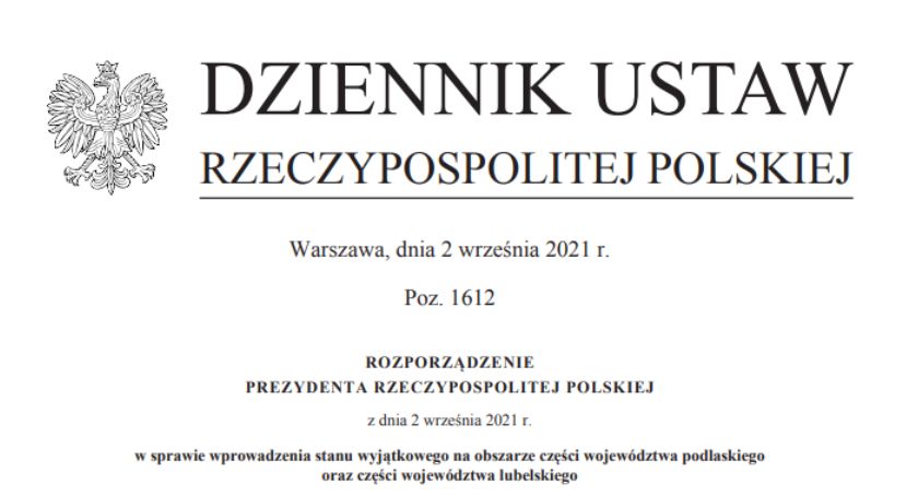 Rozporządzenie Prezydenta Rzeczypospolitej Polskiej o wprowadzeniu stanu wyjątkowego i inne akty prawne dotyczące tego stanu