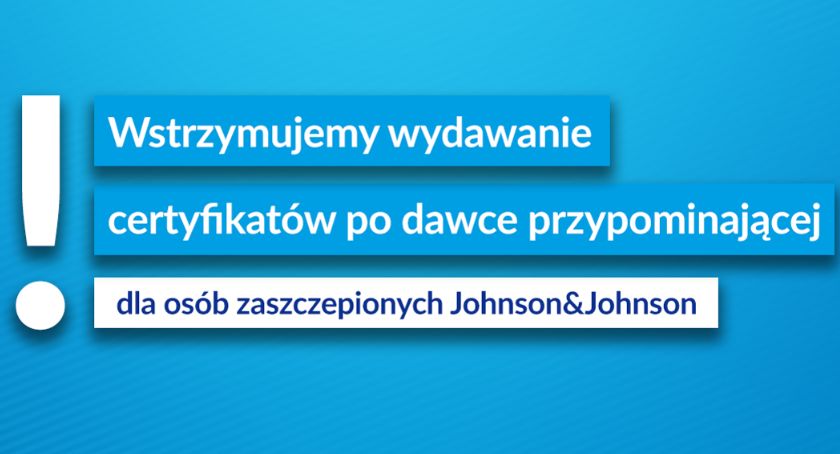 Wstrzymane wydawanie certyfikatów po dawce przypominającej dla zaszczepionych J&J