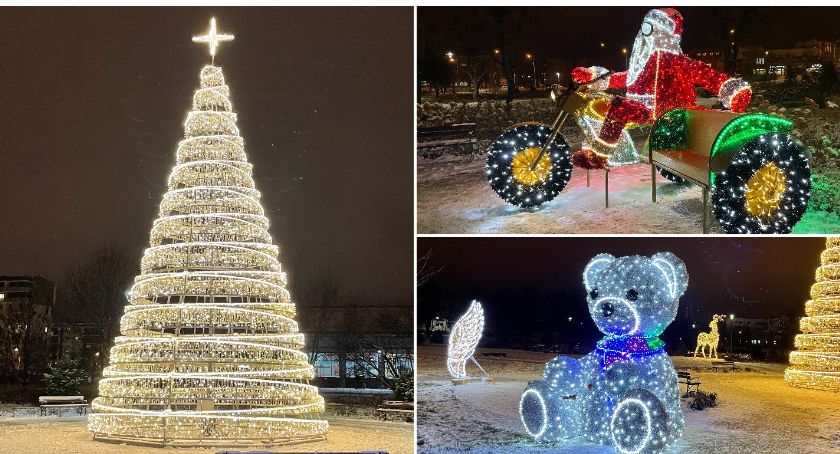 Łomża. W Parku Jana Pawła II rozbłysły świąteczne iluminacje [FOTO]