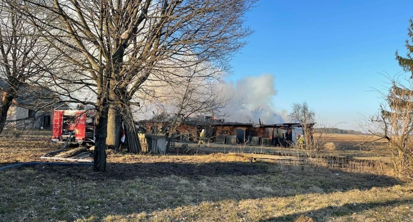 Pożar budynku gospodarczego. Pali się drewniana stodoła [FOTO]