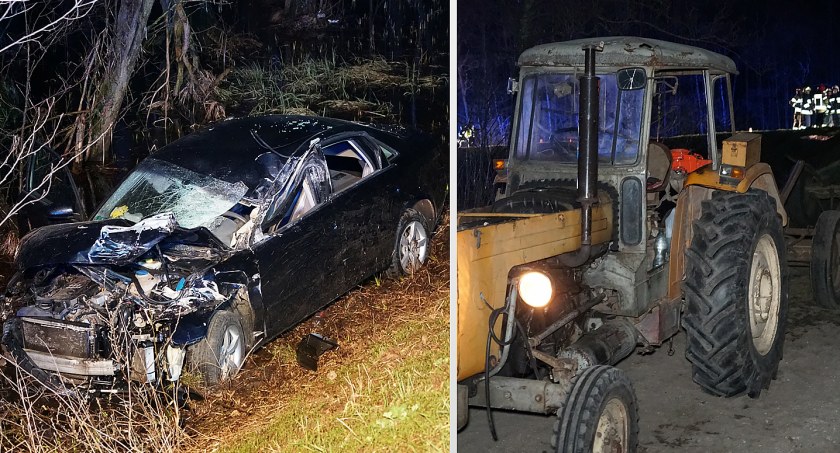 Było blisko tragedii. Na drogę za Śniadowem wysypały się drewniane kłody [FOTO]