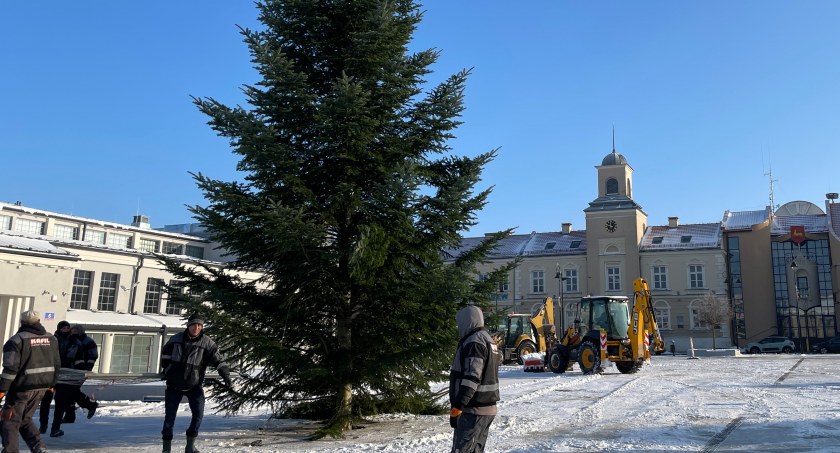Łomża. Choinka stoi już na Starym Rynku