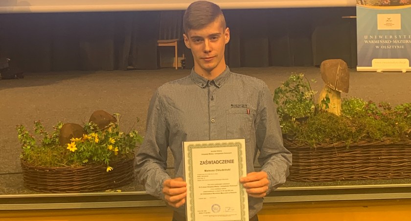 Sukces Mateusza Chludzińskiego na Olimpiadzie Wiedzy i Umiejętności Rolniczych [FOTO]