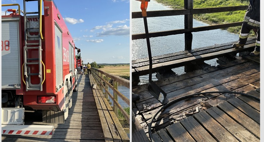 Pożar mostu na Narwi! Decyzją wójta zostanie zamknięty [VIDEO i FOTO]