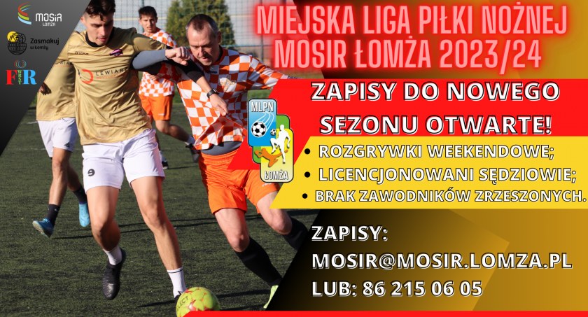 Trwają zapisy do Miejskiej Ligi Piłki Nożnej MOSiR Łomża 2023/24