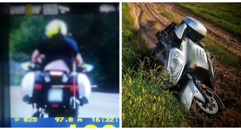 Policyjny pościg pod Łomżą! Kierowca zostawił motocykl na polnej drodze