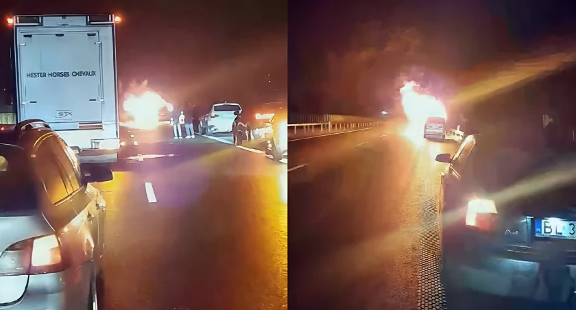 Pożar na nowym odcinku S61: Zablokowana droga do Łomży [VIDEO]