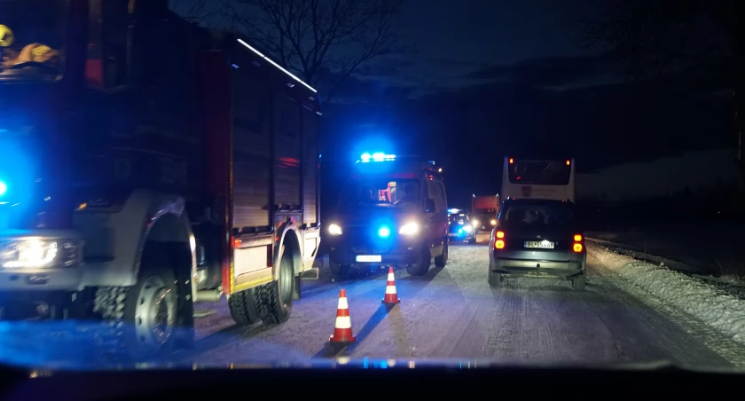 Wypadek na drodze do Mężenina: Kierowca trafił do szpitala