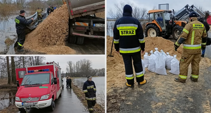 Narew zalewa. Strażacy zabezpieczają drogę [FOTO]