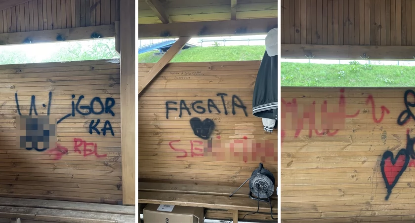 Wulgarny akt wandalizmu na plaży miejskiej w Łomży zniszczył wiatę [FOTO]