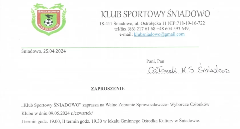 Walne w KS-ie Śniadowo