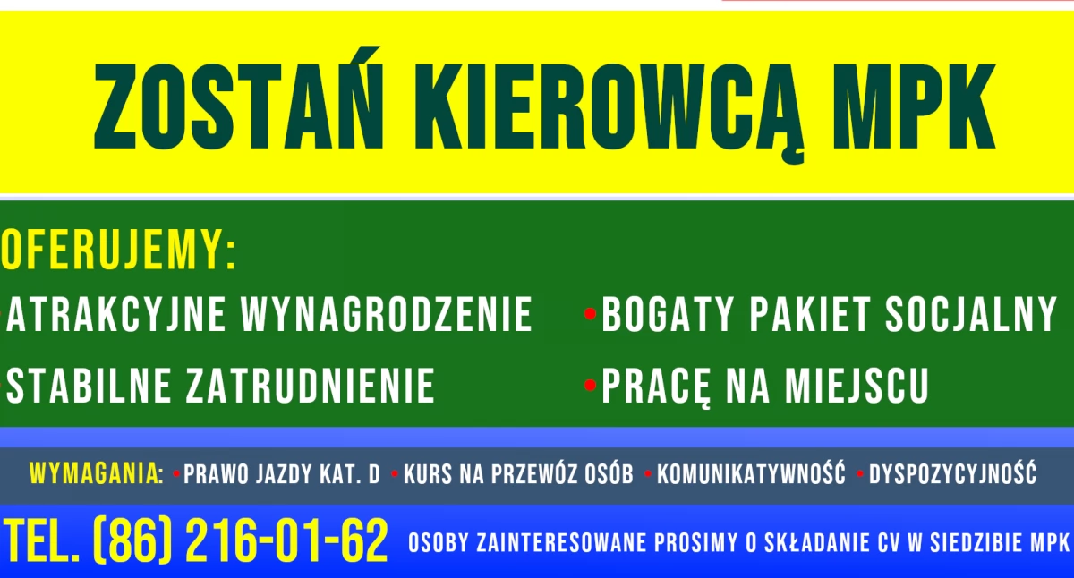 MPK w Łomży prowadzi nabór na stanowisko kierowcy autobusu