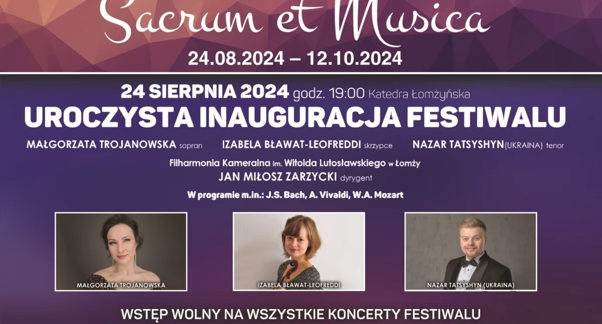Uroczysta inauguracja Jubileuszowego XX Międzynarodowego Festiwalu Kameralistyki „Sacrum et Musica”