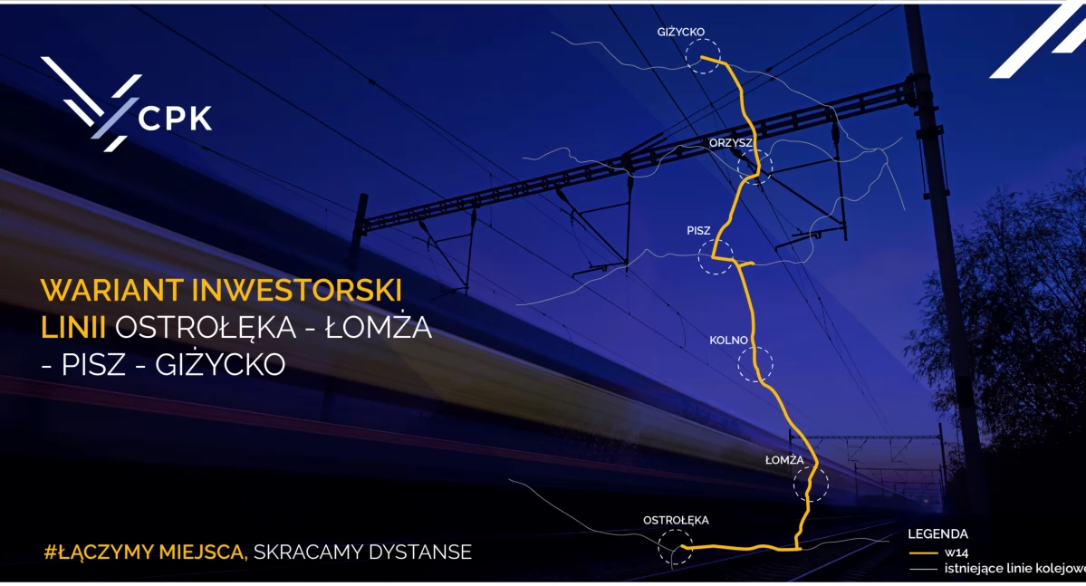 Koleją na Warmię i Mazury.  Jest wariant inwestorski dla linii Ostrołęka – Łomża – Pisz – Giżycko 