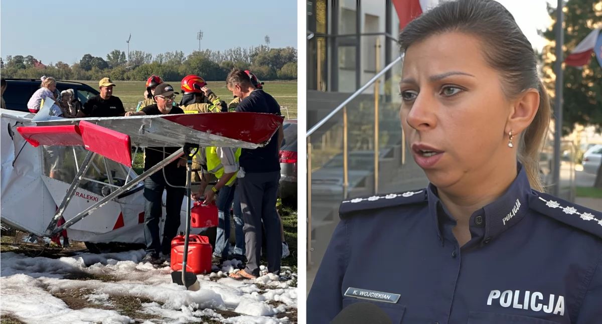 Łomżyńska policja i Państwowa Komisja Badania Wypadków Lotniczych badają sobotni wypadek lotniczy podczas mistrzostw lotniczych [VIDEO]