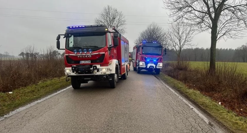 Pożar samochodu dostawczego na Szosie do Mężenina 